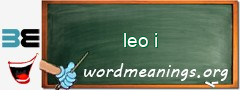 WordMeaning blackboard for leo i